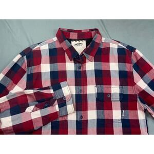 Vans Long Sleeve Button Front Casual Skate Shirt. Red Plaid, Men's XL. GUC!!